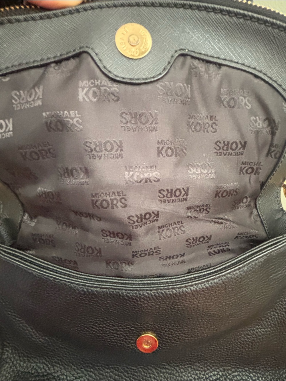 Michael Kors Black Pebbled Leather Tote with Gold Logo Plate - Picture 8 of 13